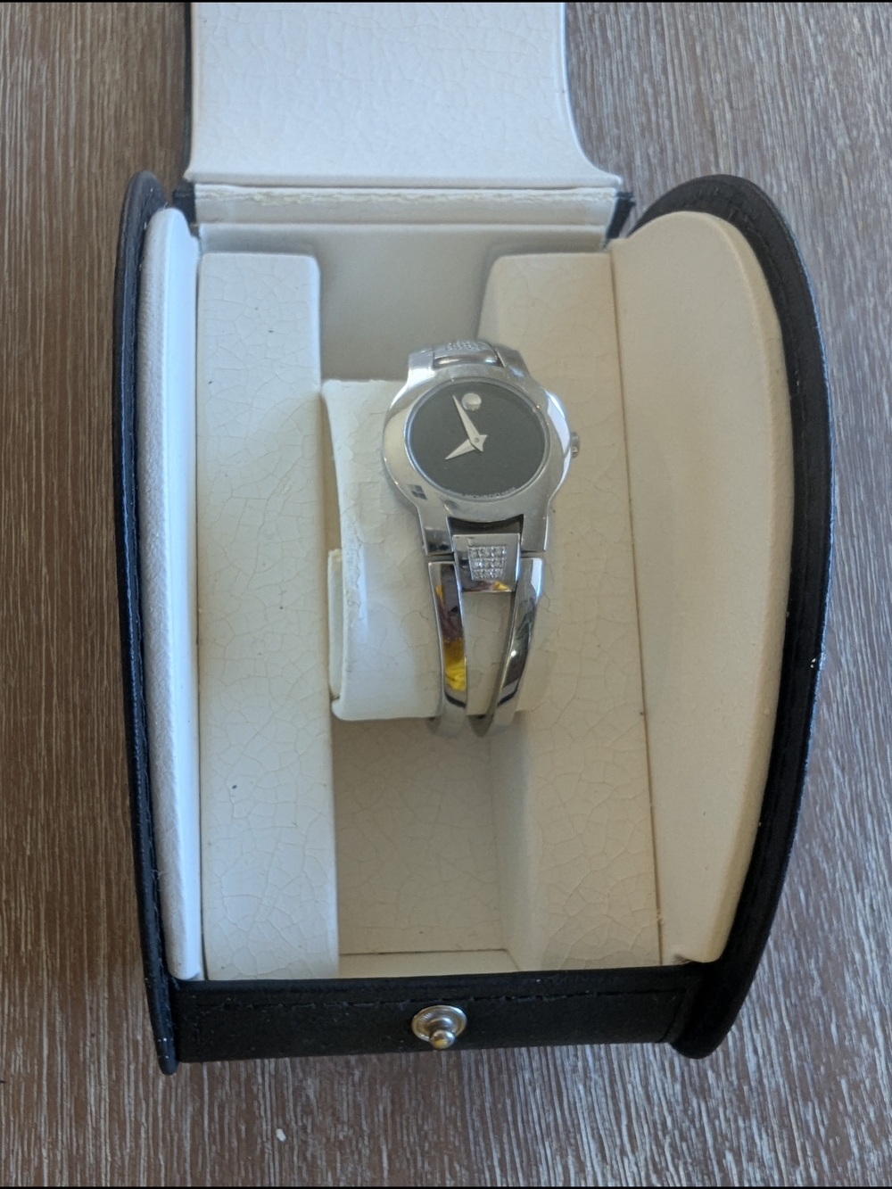 Vintage Movado Amorosa 24mm Bangle Watch 84 E4 1842 Stainless Steel Sapphire
